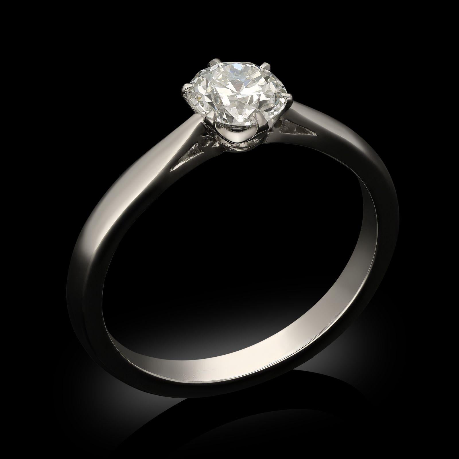 Hancocks 0.59ct Old European Cut Diamond Solitaire Ring in Platinum In New Condition For Sale In London, GB