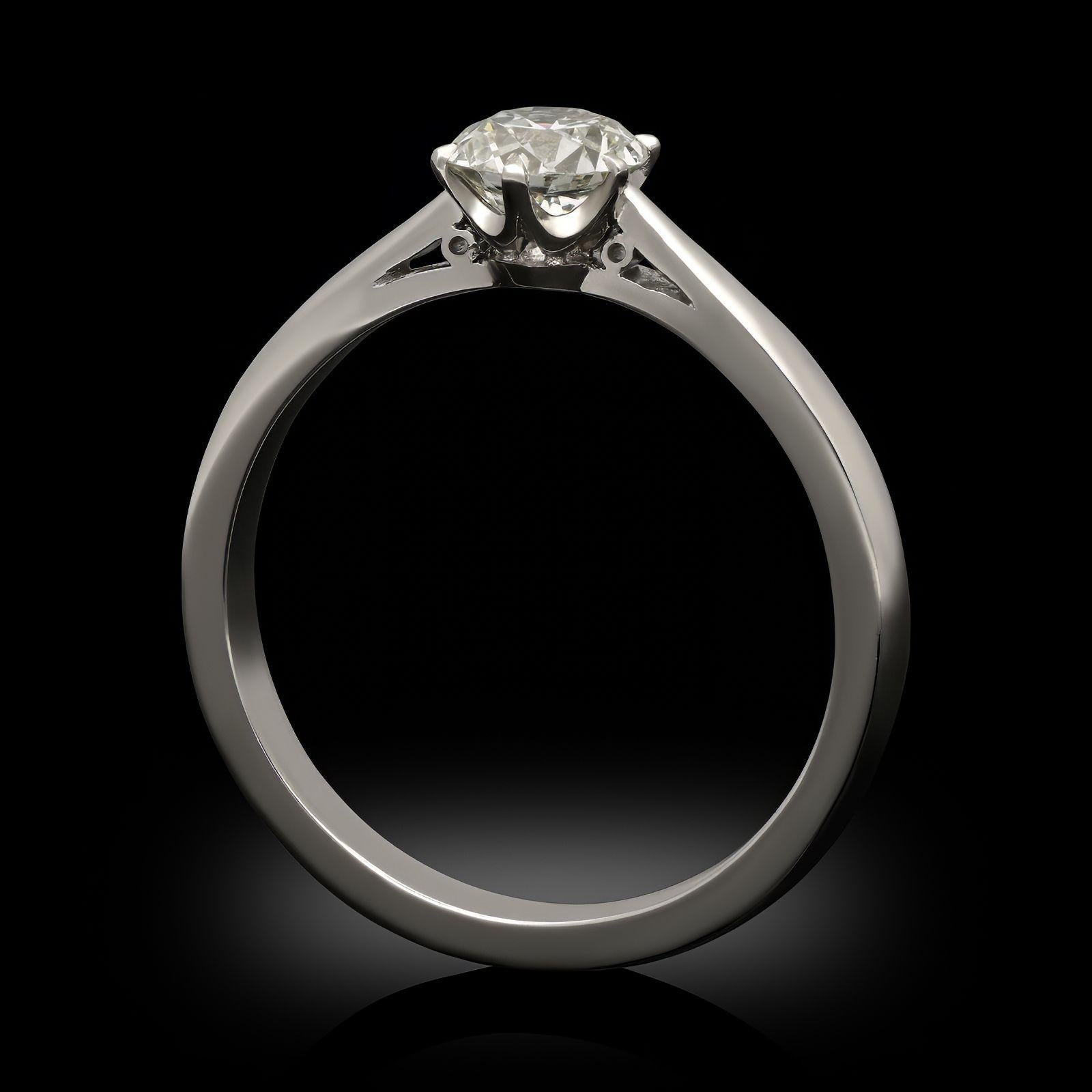Women's or Men's Hancocks 0.59ct Old European Cut Diamond Solitaire Ring in Platinum For Sale