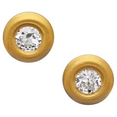 Hancocks 0.60ct Old Cut Diamond And 22ct Yellow Gold Earrings Contemporary