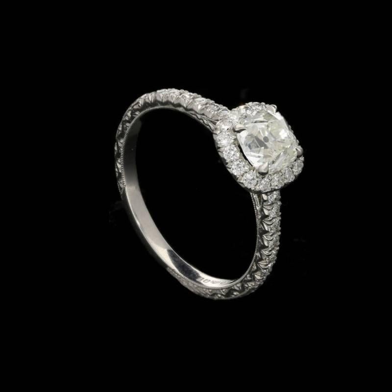 Hancocks 0.90 Carat Old Mine Brilliant Cut Diamond and Platinum Cluster Ring In New Condition In London, GB