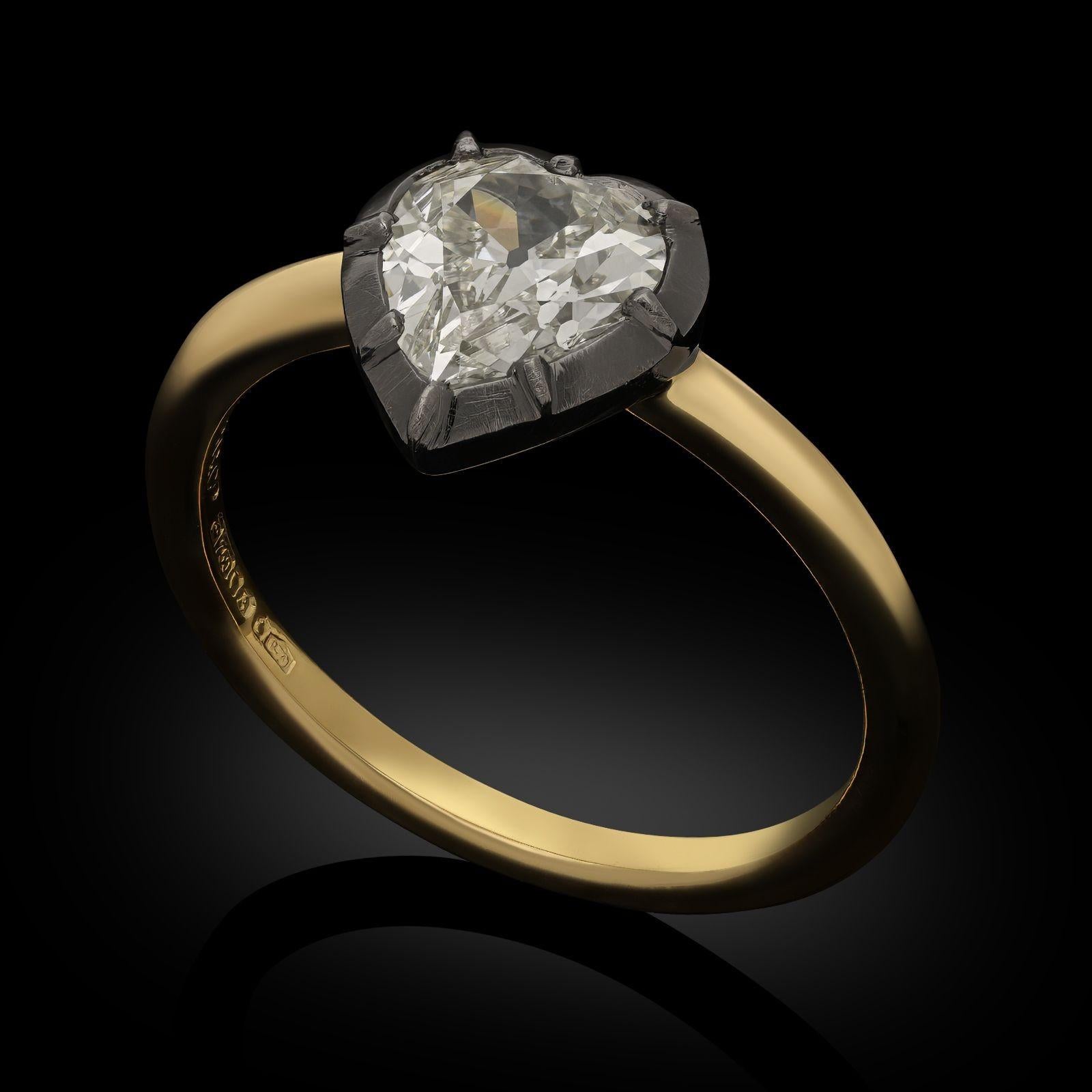 Hancocks 0.99ct Antiker Herz Form Diamant Georgianischer Revival Ring (Herzschliff)