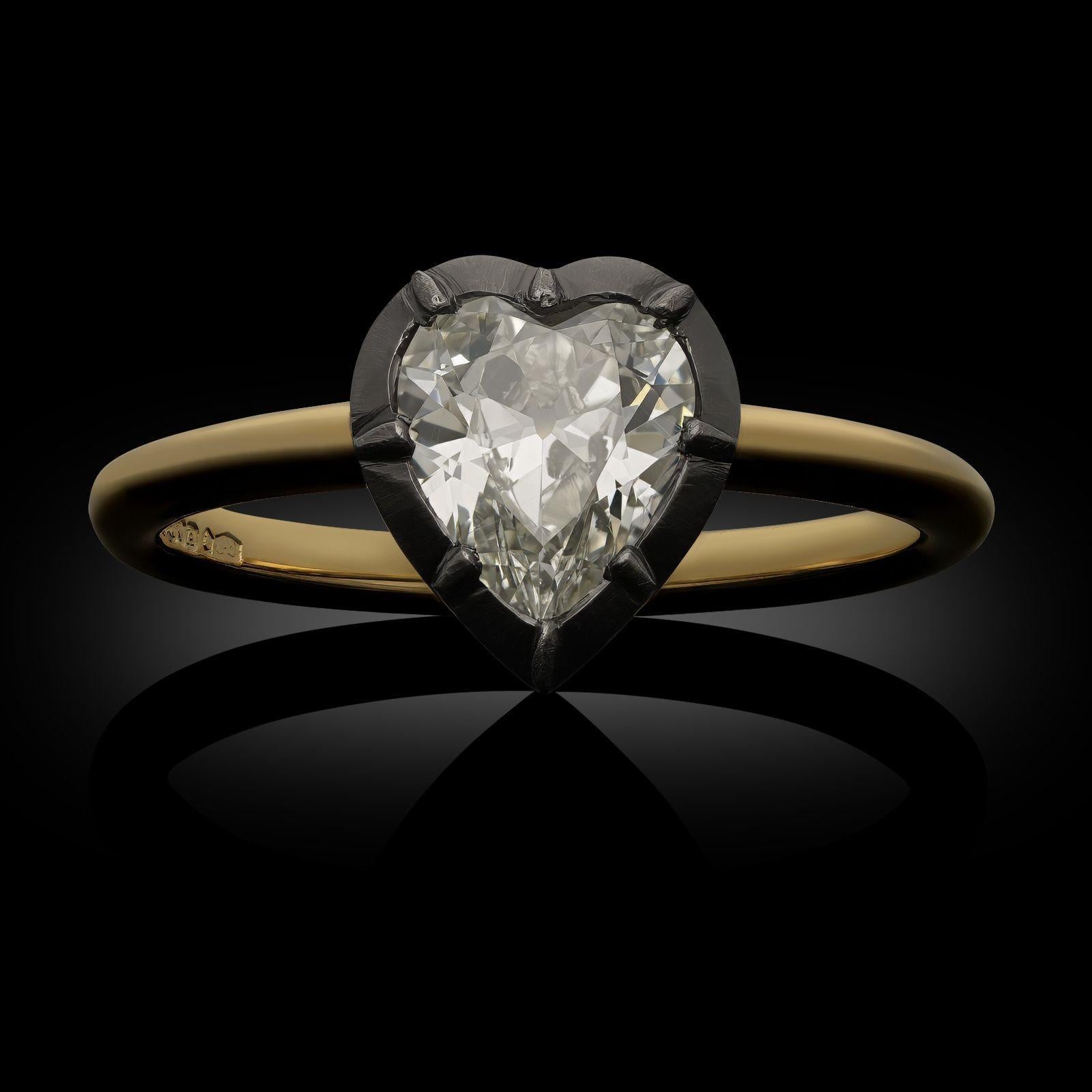 Hancocks 0.99ct Antiker Herz Form Diamant Georgianischer Revival Ring für Damen oder Herren