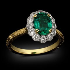 Hancocks 1,18ct kolumbianischen kein Öl Smaragd & Diamant-Cluster-Ring