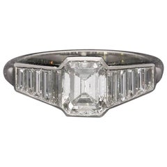 Hancocks 1.40 Carat Emerald-Cut Diamond Ring with Diamond Set Shoulders