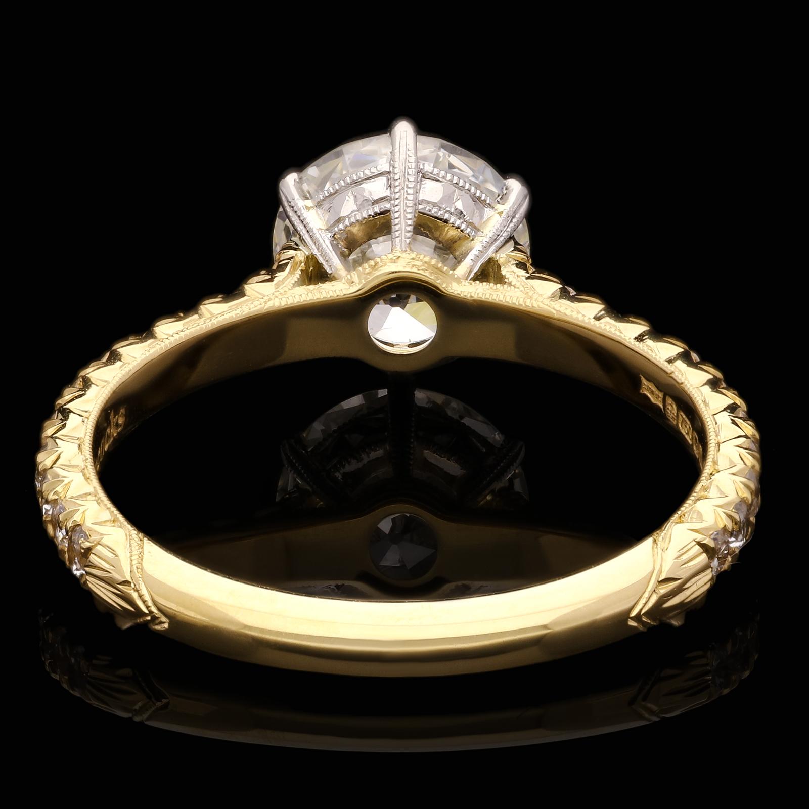 Hancocks, bague à queue d'aronde en diamant taille brillant vieille Europe de 1,43 carat Neuf à London, GB