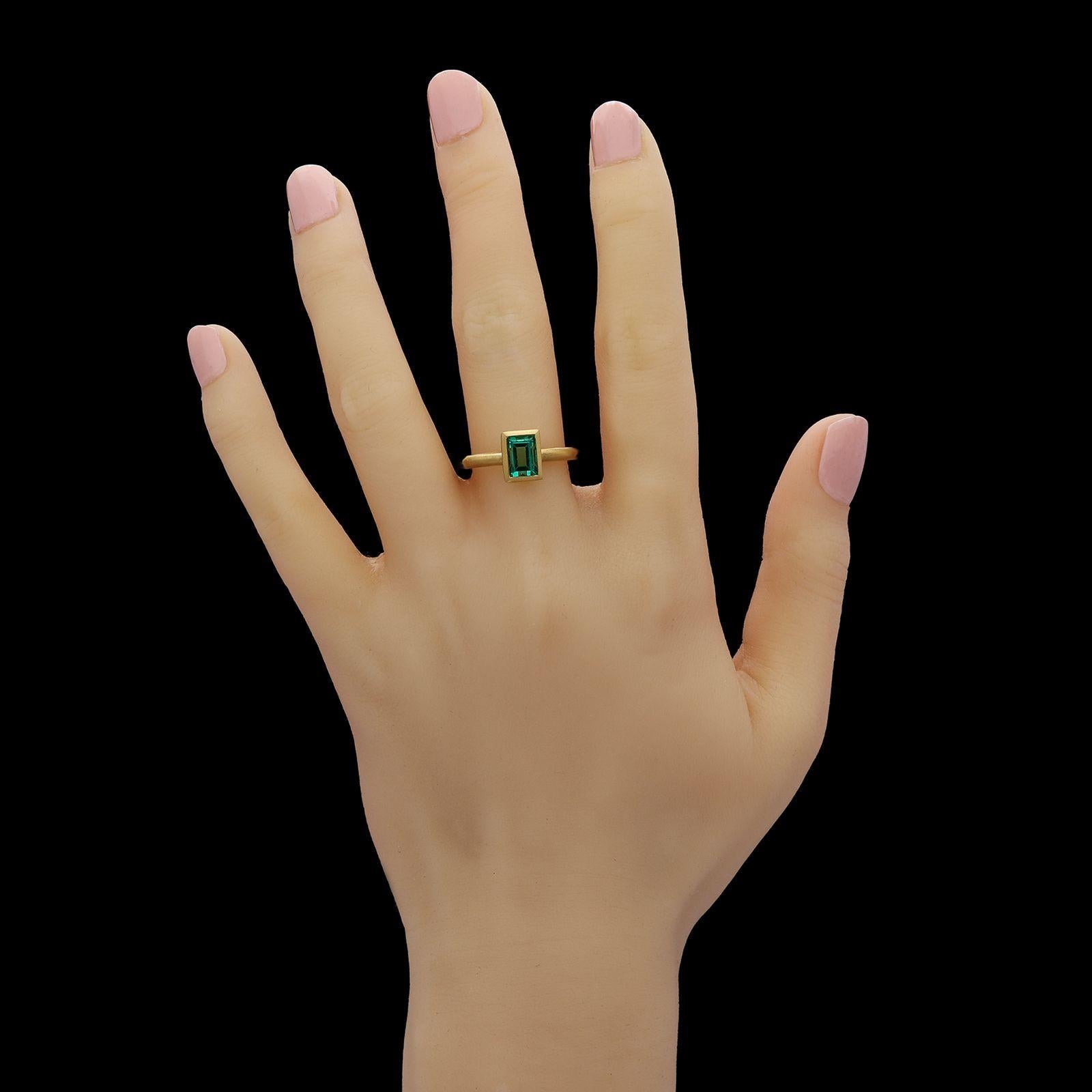 Square Cut Hancocks 1.56ct Antique Russian Emerald Set in a Contemporary 22ct Gold Ring For Sale