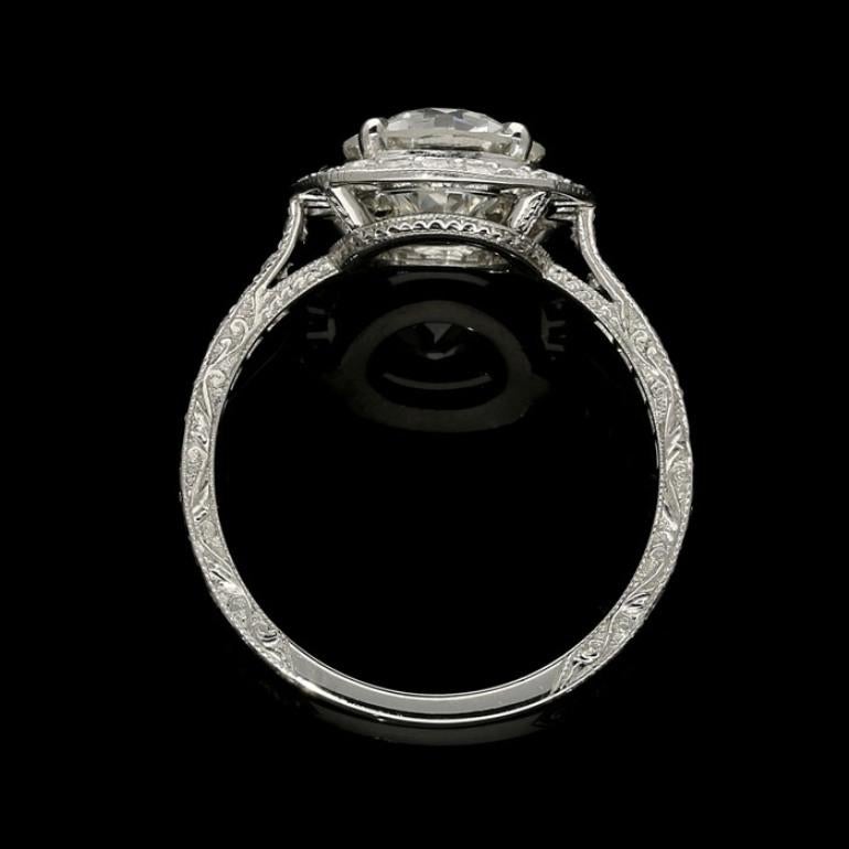 Hancocks 1.70 Carat Old European Brilliant Cut Diamond Ring with Halo Surround In New Condition In London, GB