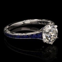 Hancocks, bague jonc en saphir taille brillant taille vieille Europe de 1,75 carat et saphir calibré