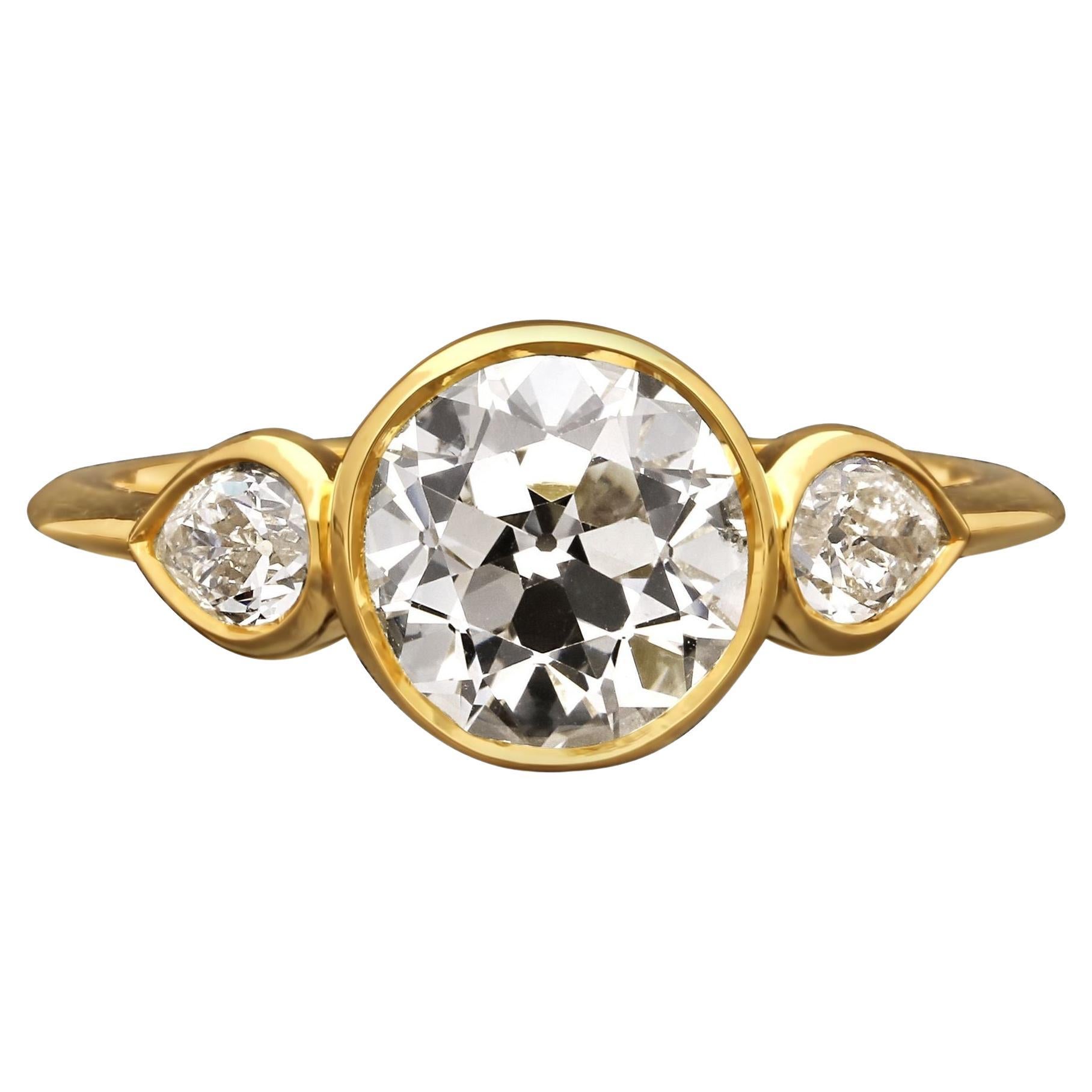 Hancocks, bague en forme de poire avec monture en or et diamant taille ancienne de 1,77 carat en vente