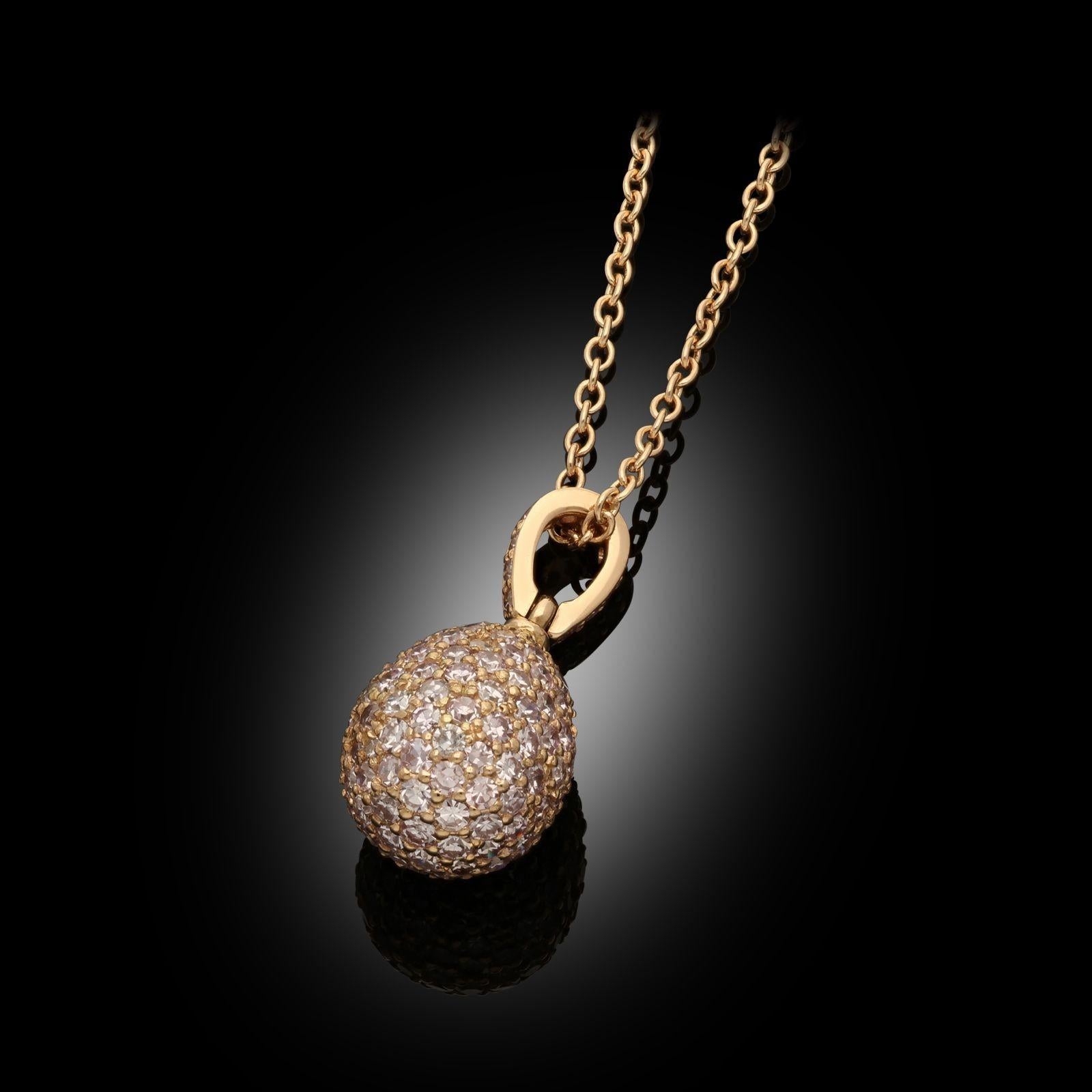 Single Cut Hancocks 18 Carat Rose Gold Egg Pendant Pavé Set with Pink Diamonds Contemporary For Sale