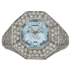 Hancocks 2.02ct Aquamarine And Pavé-Set Diamond Ring Contemporary