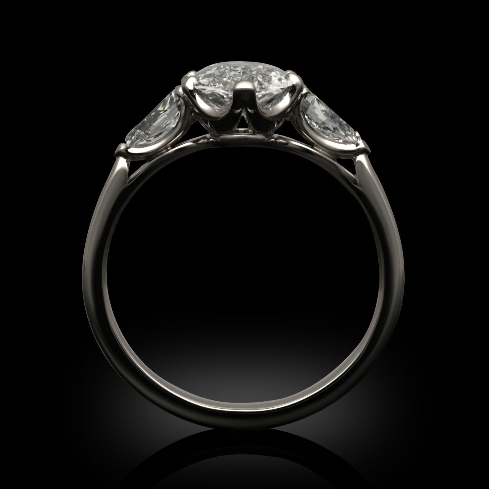 Women's or Men's Hancocks 2.12ct D IF Golconda Old Cut Moval Diamond and Platinum Ring For Sale