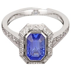 Hancocks 2.15ct Octagonal Step-Cut Sapphire Diamond Cluster Ring Contemporary