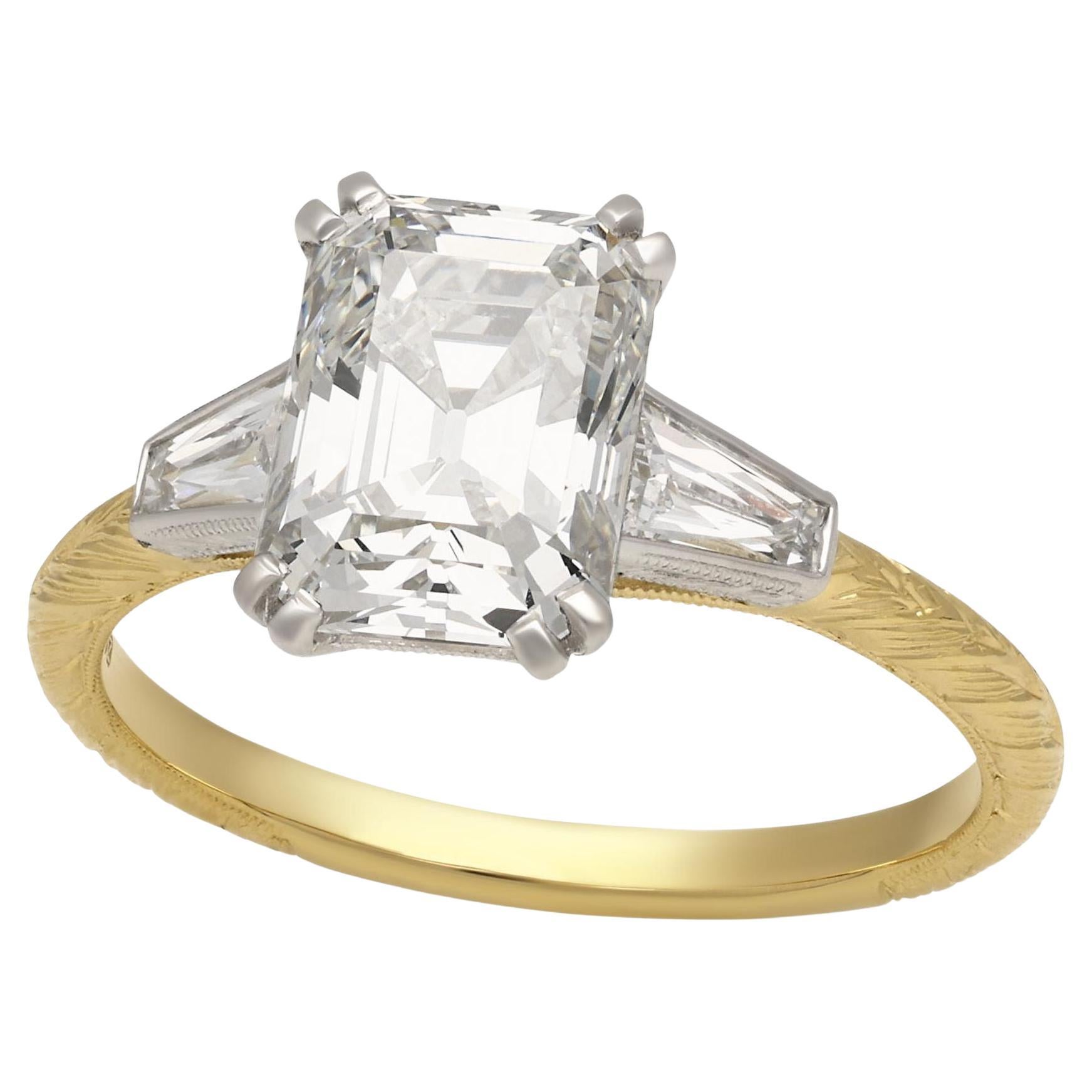 Hancocks 2.31ct Elongated Asscher Cut Diamond and 18ct Yellow Gold Ring