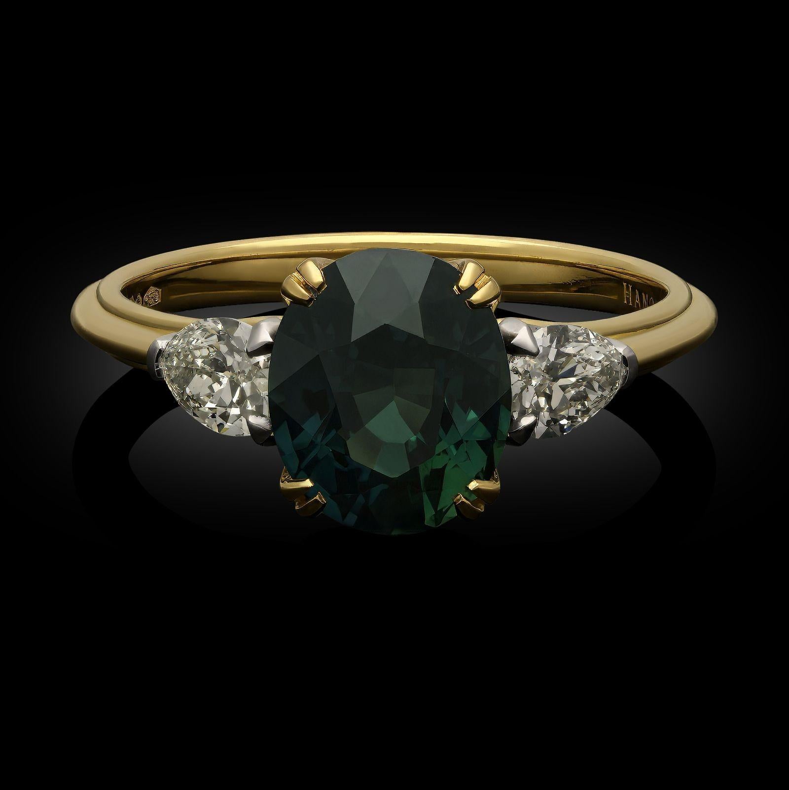 Hancocks 2.35ct Teal Sapphire & Diamond Ring In New Condition For Sale In London, GB