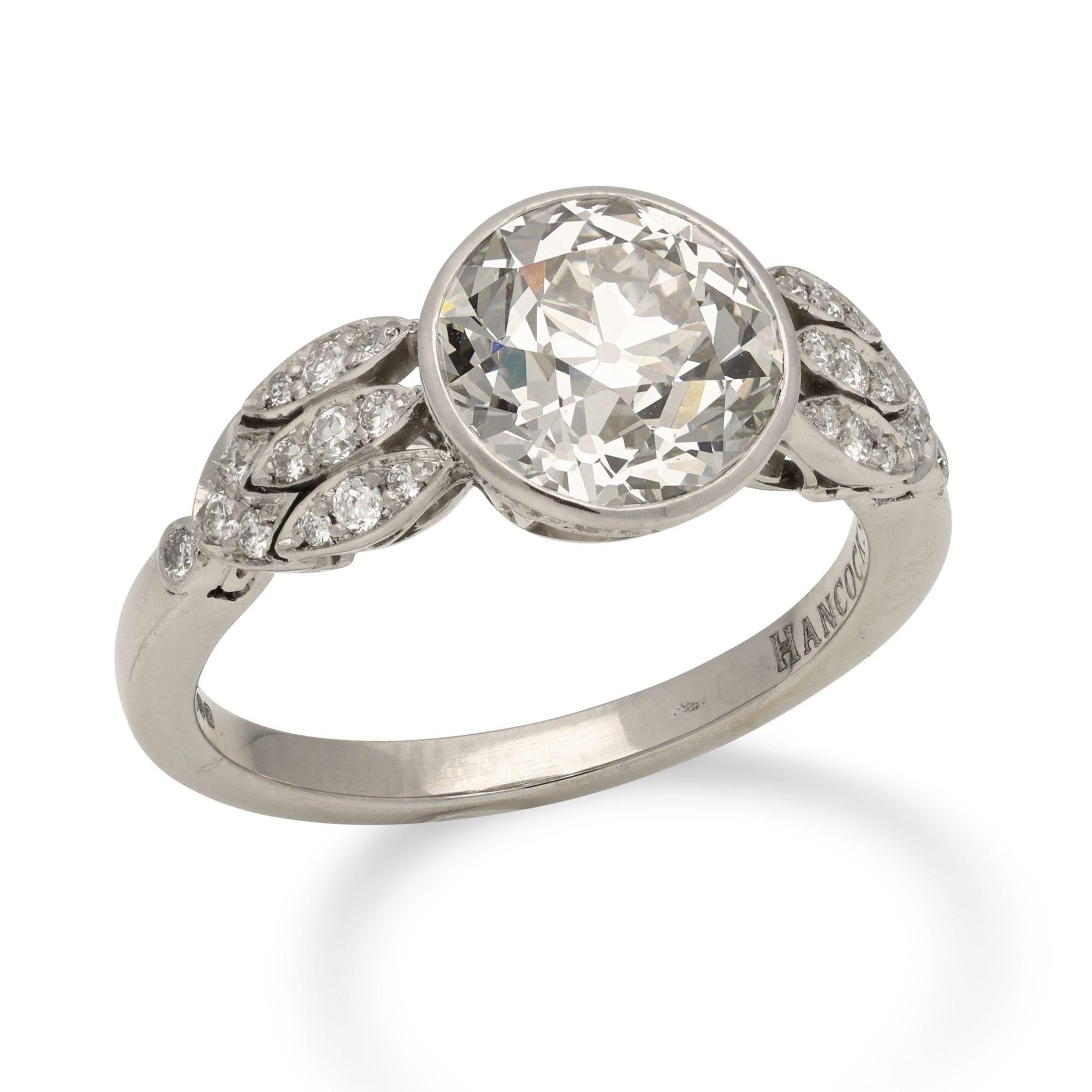 Taille vieille Europe Hancocks Bague à diamant de taille européenne ancienne de 2,49ct en vente