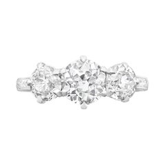 Hancocks 2.62 Carat Diamond Three-Stone Ring in Finely Hand Engraved Platinum