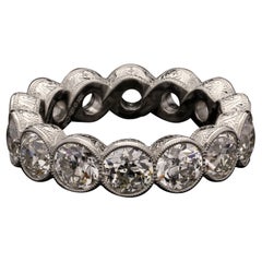 Hancocks Bague d'éternité demi-éternité en platine avec diamant taille brillant européen ancien de 2,76 carats