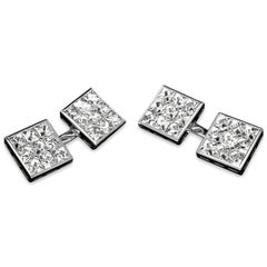 Hancocks 3.10 Carat Square French-Cut Diamond & Platinum Double Ended Cufflinks