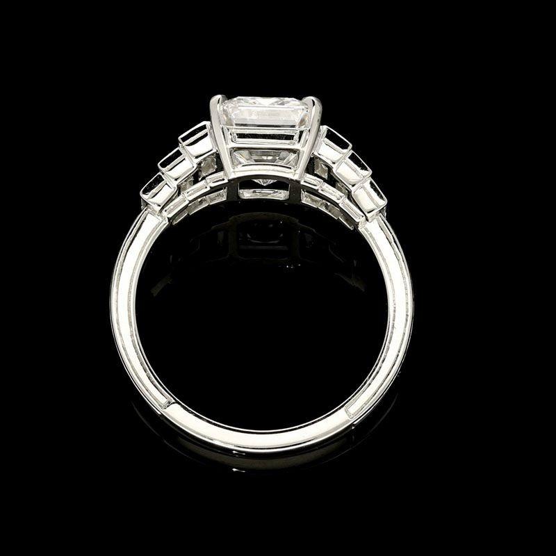emerald cut diamond ring with baguettes