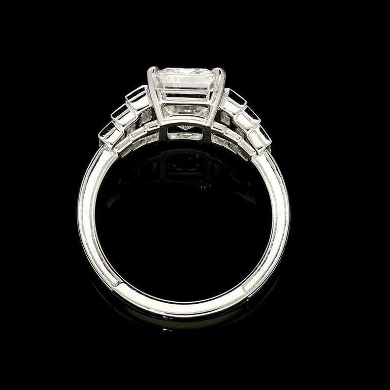 Hancocks 3.19ct D IF Emerald Cut Diamond Ring Baguette Diamond Shoulders In New Condition For Sale In London, GB