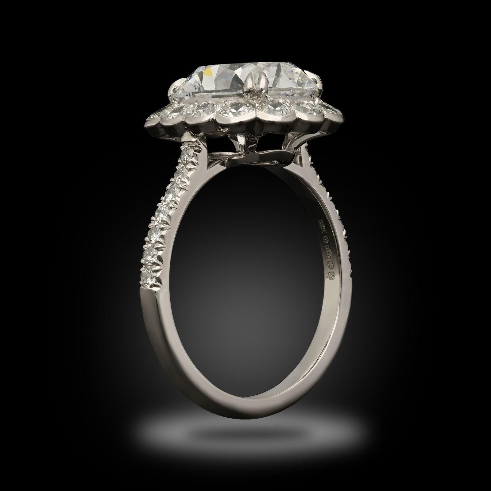Hancocks 3,20 Karat Diamant-Cluster-Ring aus Platin mit alteuropäischem Minenschliff für Damen oder Herren im Angebot
