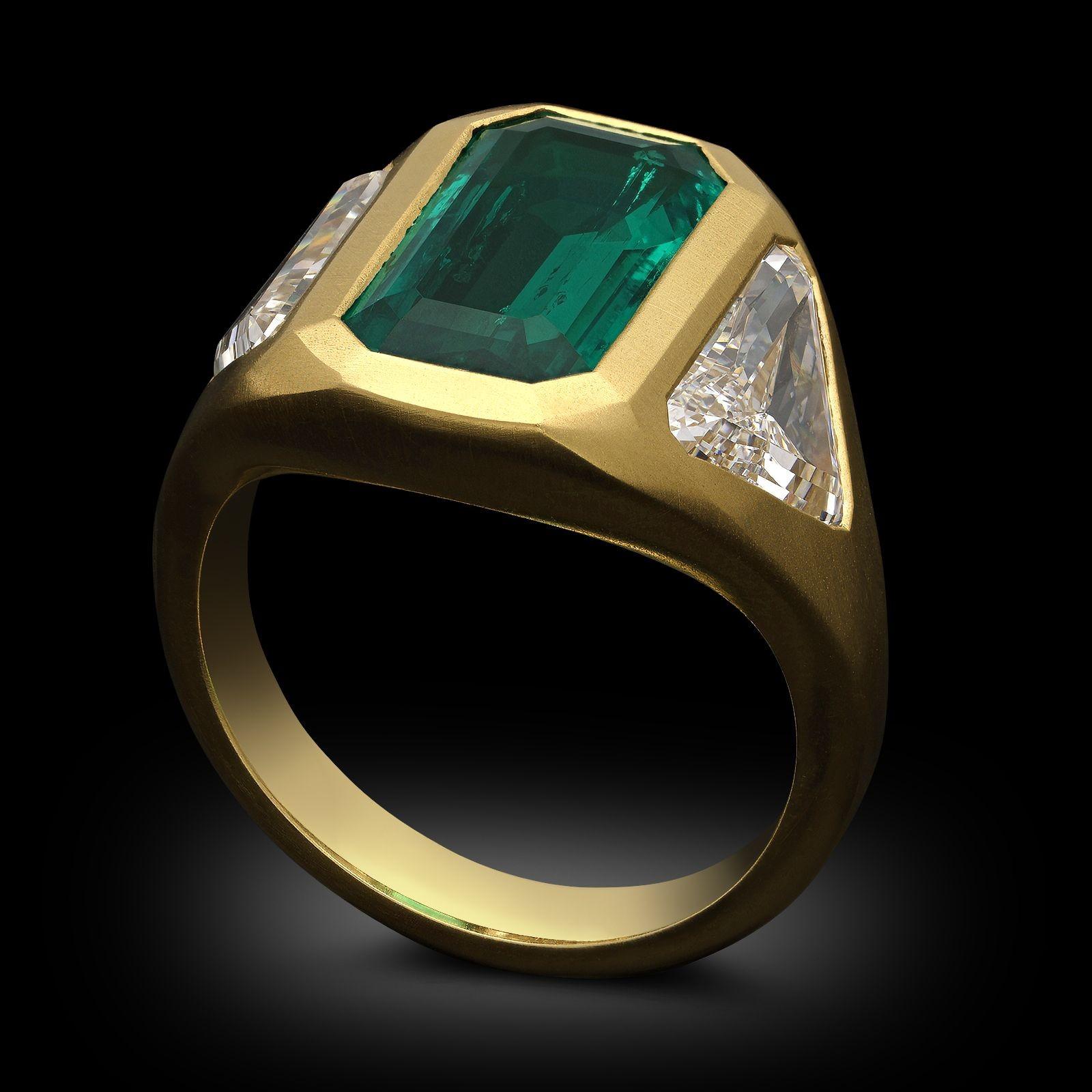 Anello Hancocks con smeraldo colombiano e diamante da 3,29 carati in oro 18 ct. In condizioni Nuovo in vendita a London, GB