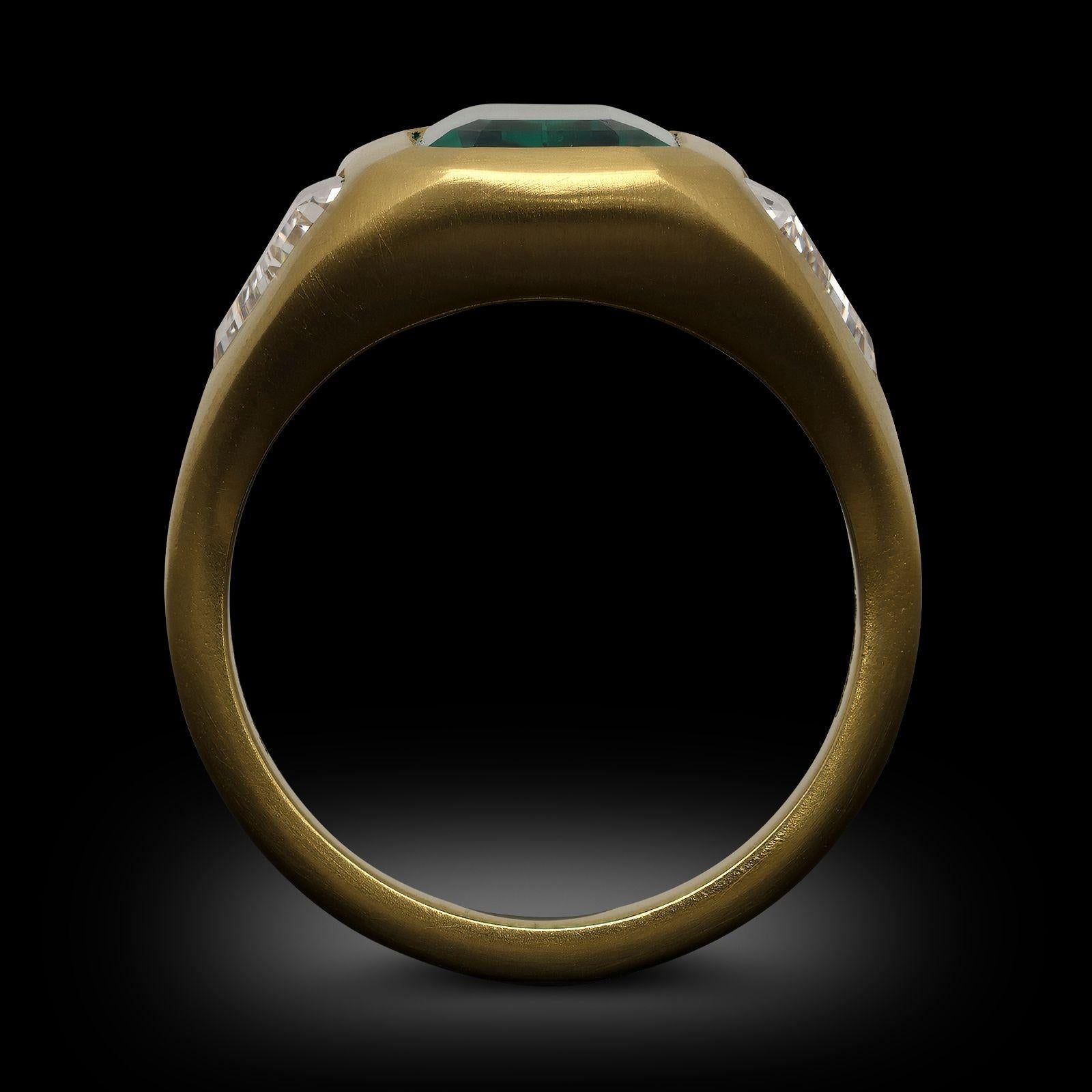 da uomo o donna Anello Hancocks con smeraldo colombiano e diamante da 3,29 carati in oro 18 ct. in vendita