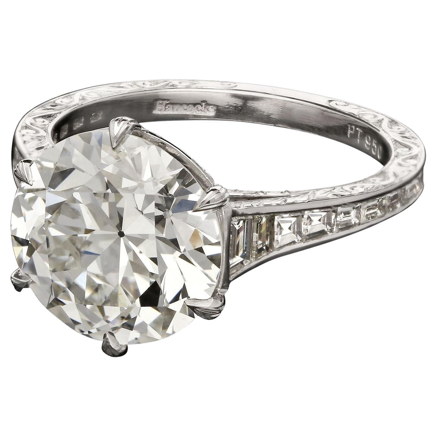 Hancocks 4.23ct Old European Brilliant Cut Diamond Ring in Platinum Contemporary (Bague en platine à taille de diamant) en vente