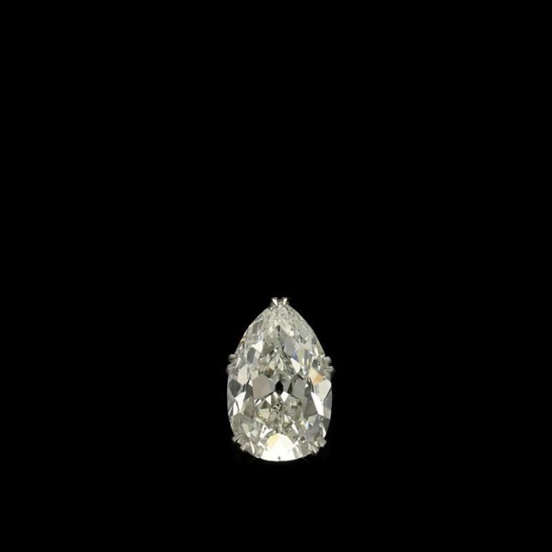 Pear Cut Hancocks 4.48 Carat Pear-Shaped Old-Mine Cut Diamond Ring