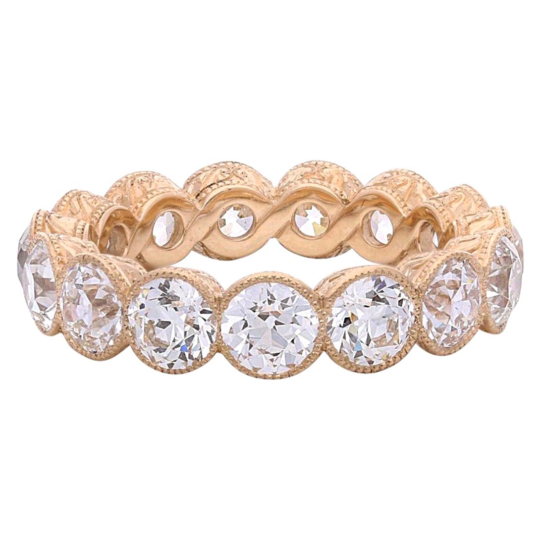Hancocks Memoryring aus Roségold mit 4,90 Karat Diamant im alteuropäischen Schliff, voll gefasst