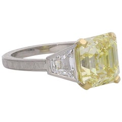 Hancocks 4.97 Carat Fancy Intense Yellow Assher-Cut Diamond Ring