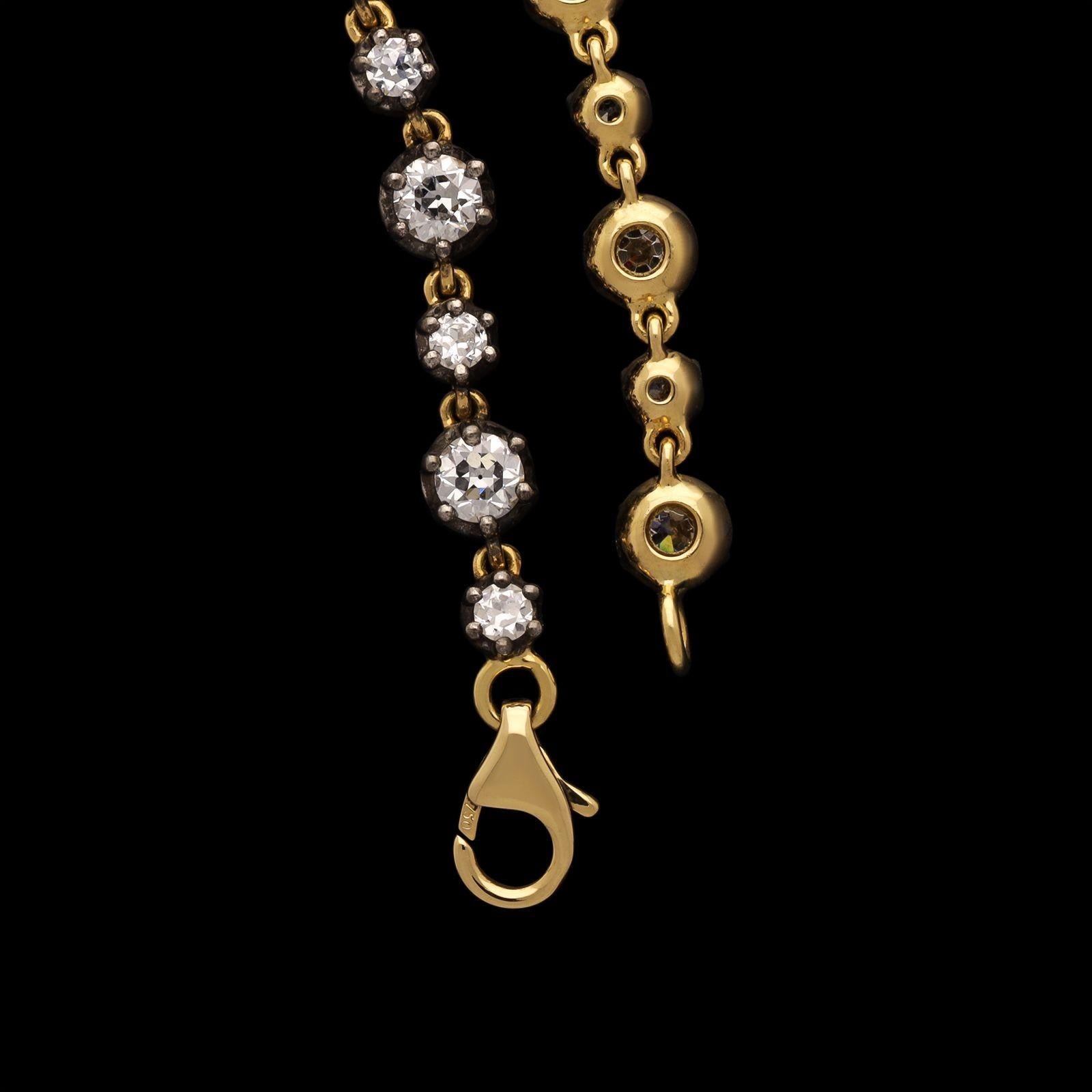 Hancocks 4ct Old European Brilliant Diamond Bracelet Platinum Gold Contemporary In New Condition For Sale In London, GB