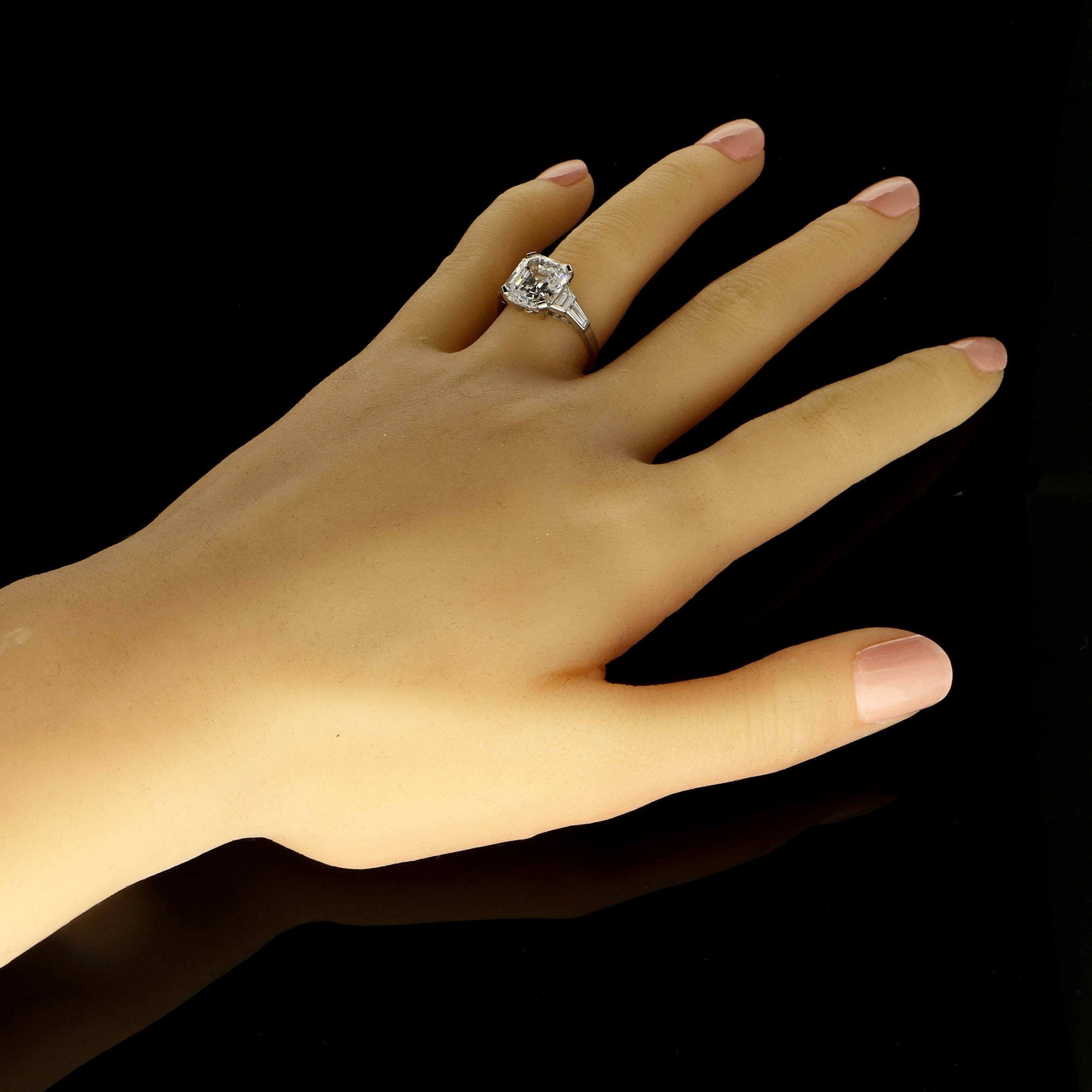 Hancocks GIA Certified 5.08 Carat Asscher Cut Diamond Ring 1