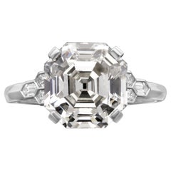 Hancocks Bague contemporaine en diamant taille Asscher de 5,14 carats avec paules en nid d'abeille