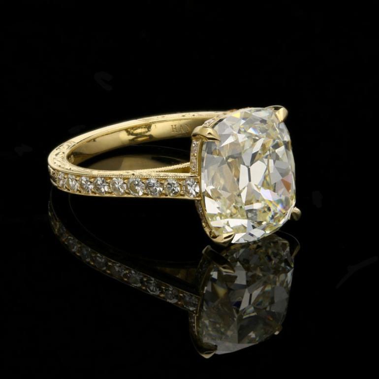 Contemporary Hancocks 5.72 Ct Old Mine Brilliant Cut Diamond Solitaire Ring in 18ct Gold Band