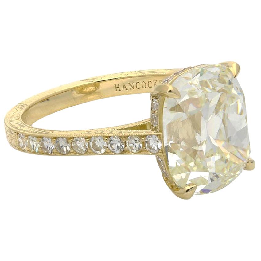 Hancocks 5.72 Ct Old Mine Brilliant Cut Diamond Solitaire Ring in 18ct Gold Band