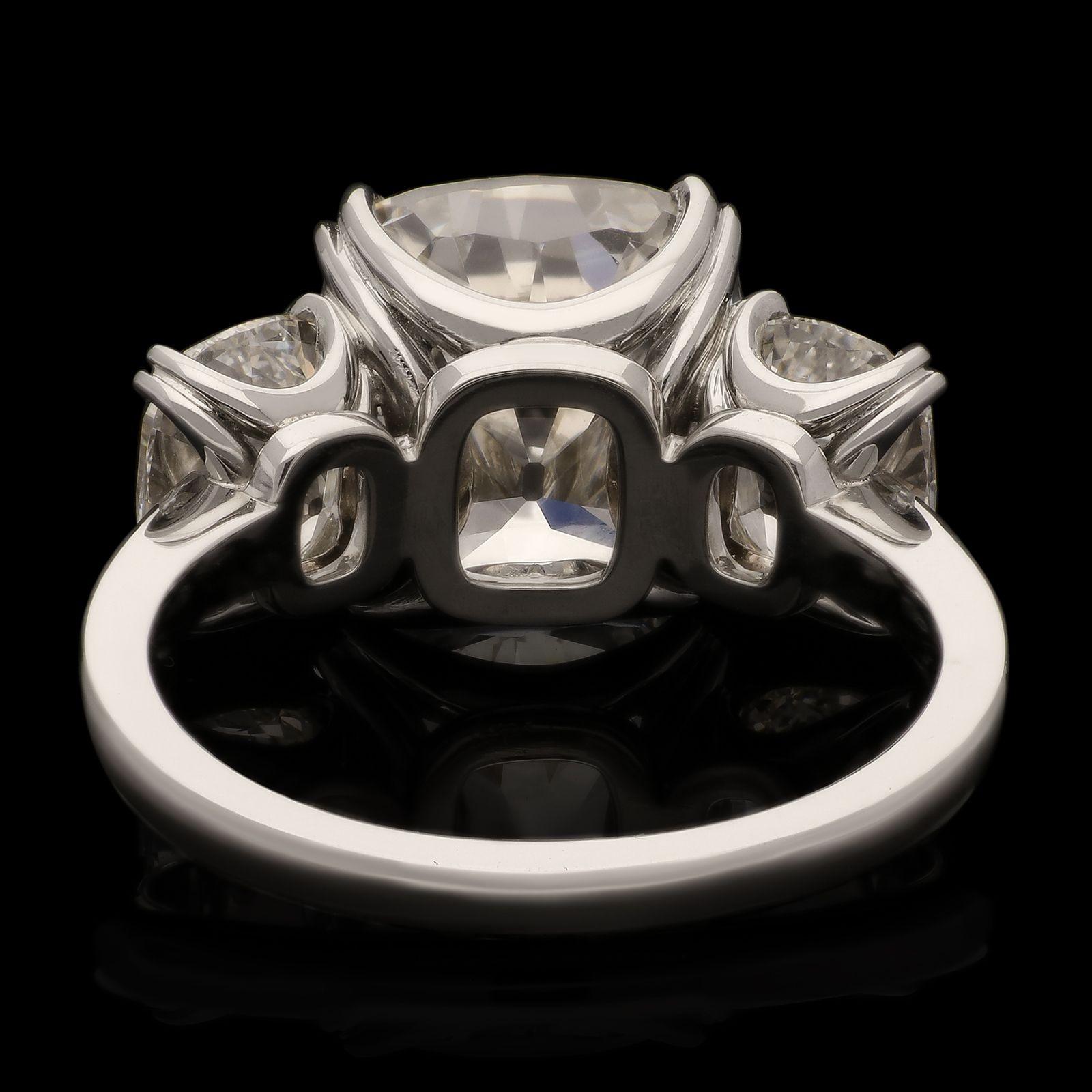 triad ring with cushion brilliant cut