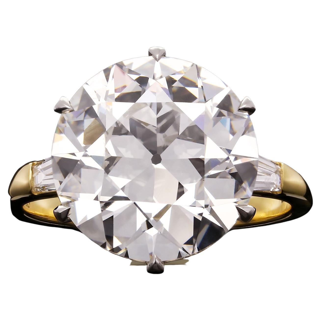Hancocks Bague en diamant taille brillant européen ancien de 7,09 carats G VS1 en vente