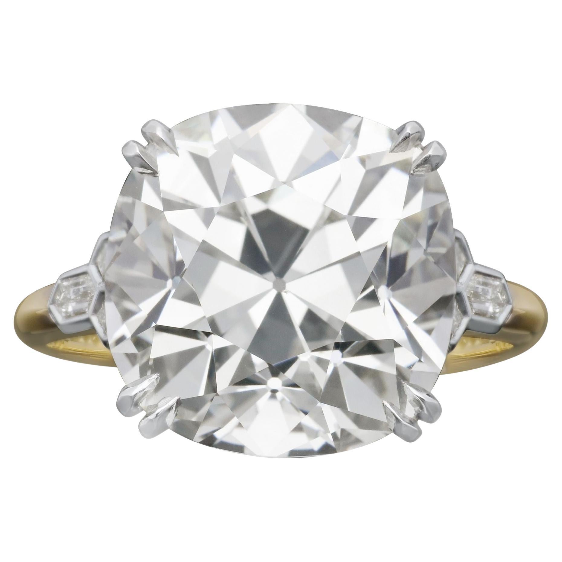 Hancocks 8.46ct Old Mine Brilliant Cut Diamond Ring with Honeycomb Shoulders
