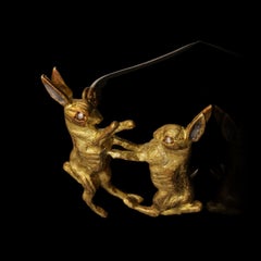 Hancocks a Pair of Gold Boxing Hares Brooch, 1990