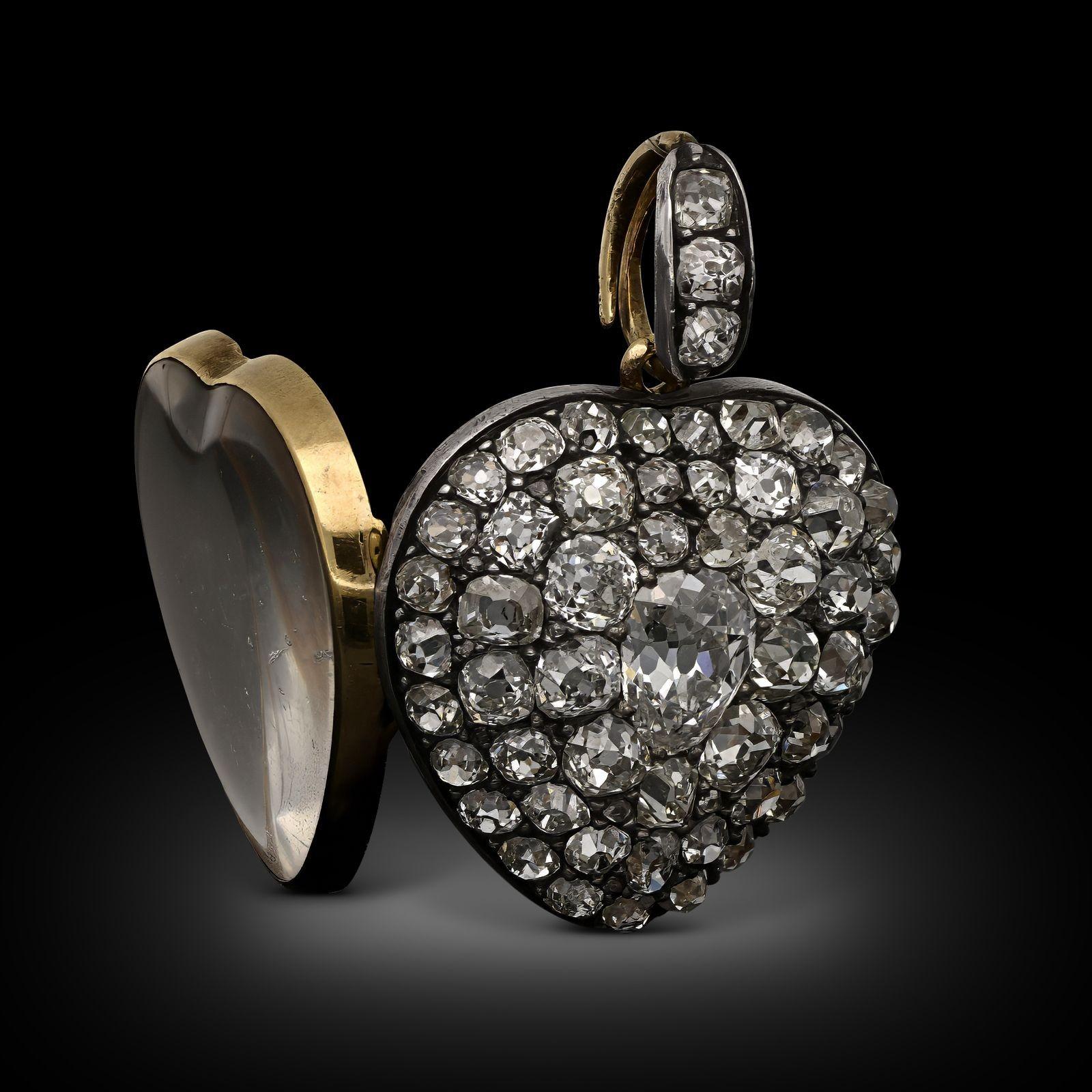 Pendentif en forme de cœur avec diamants, circa 1860, Hancocks Antique Unisexe en vente