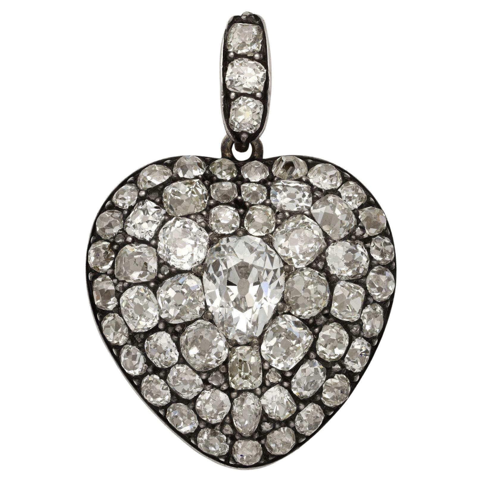Pendentif en forme de cœur avec diamants, circa 1860, Hancocks Antique en vente
