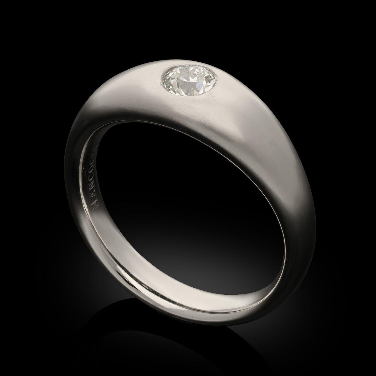 Hancocks Contemporary 0.45ct Old European Cut Diamond Band Ring in Platinum In New Condition For Sale In London, GB