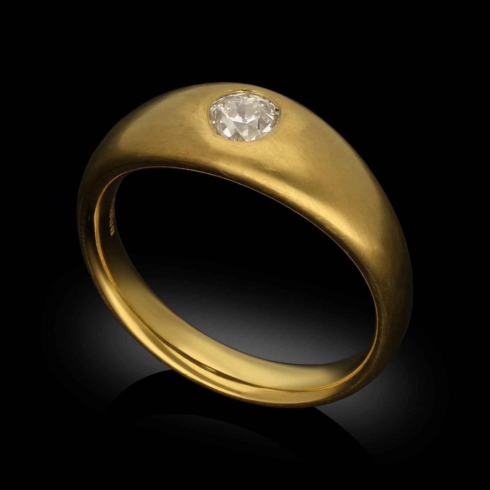 Hancocks Contemporary 0.54ct Old European Cut Diamond And 22ct Gold Band Ring In New Condition For Sale In London, GB