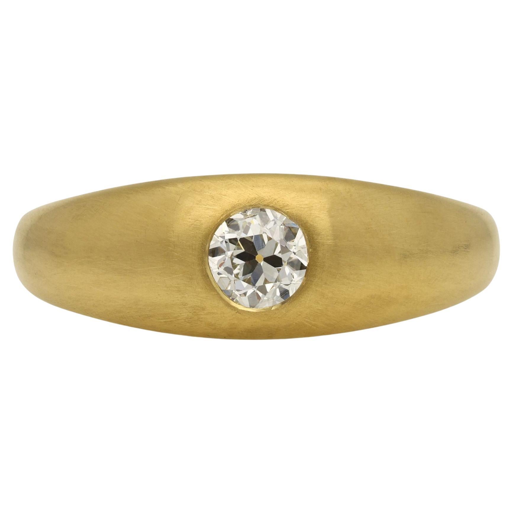 Hancocks Contemporary 0.54ct Old European Cut Diamond And 22ct Gold Band Ring For Sale