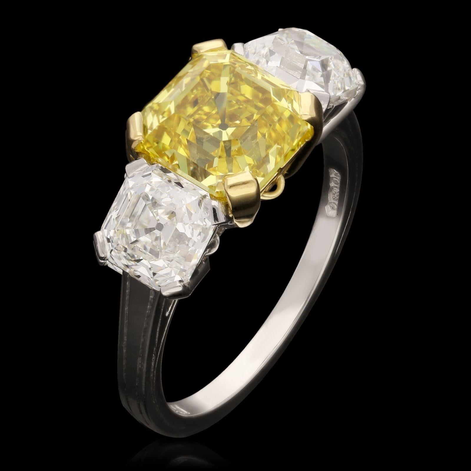 asscher cut yellow diamond