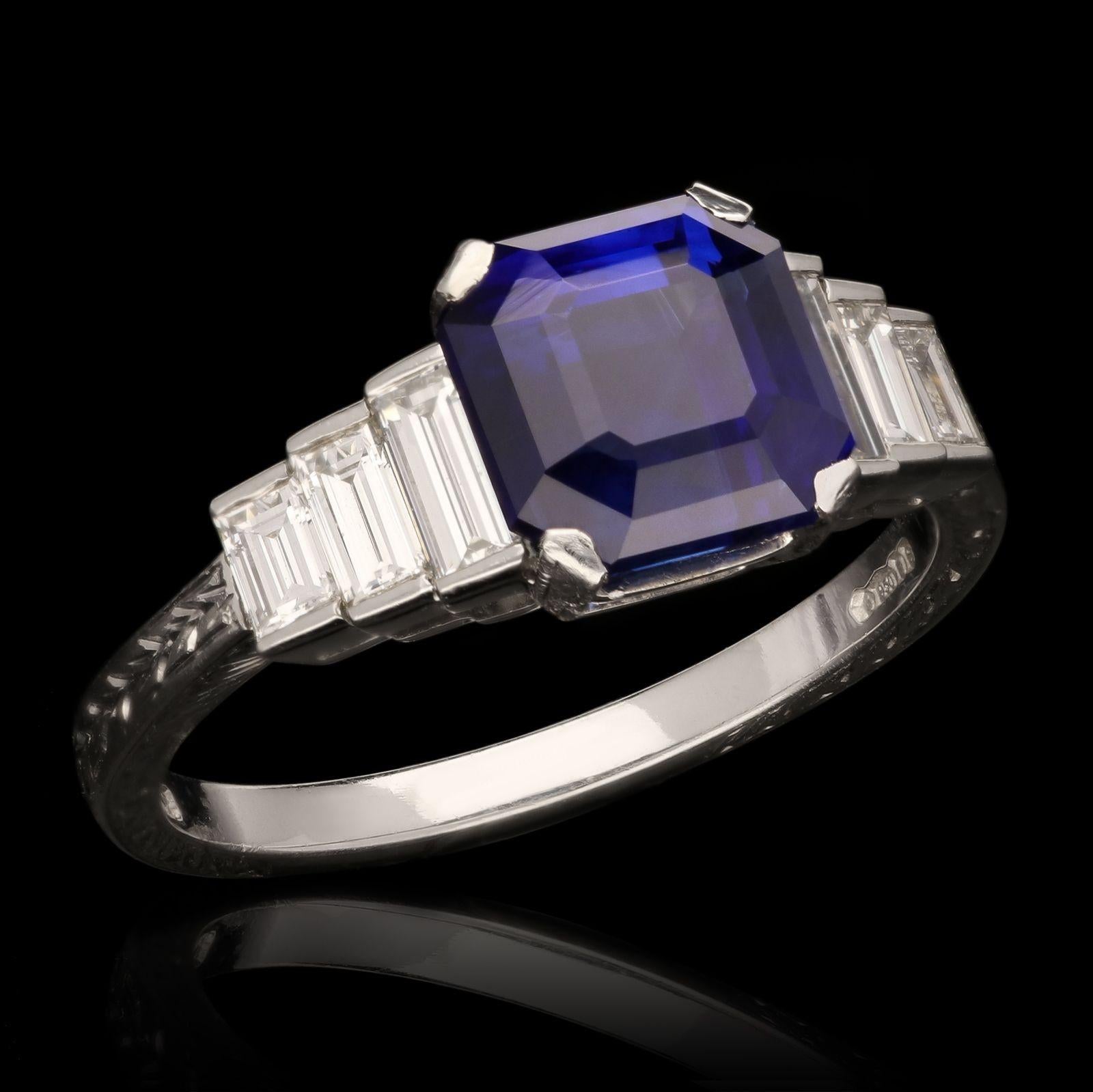 baguette sapphire and diamond ring
