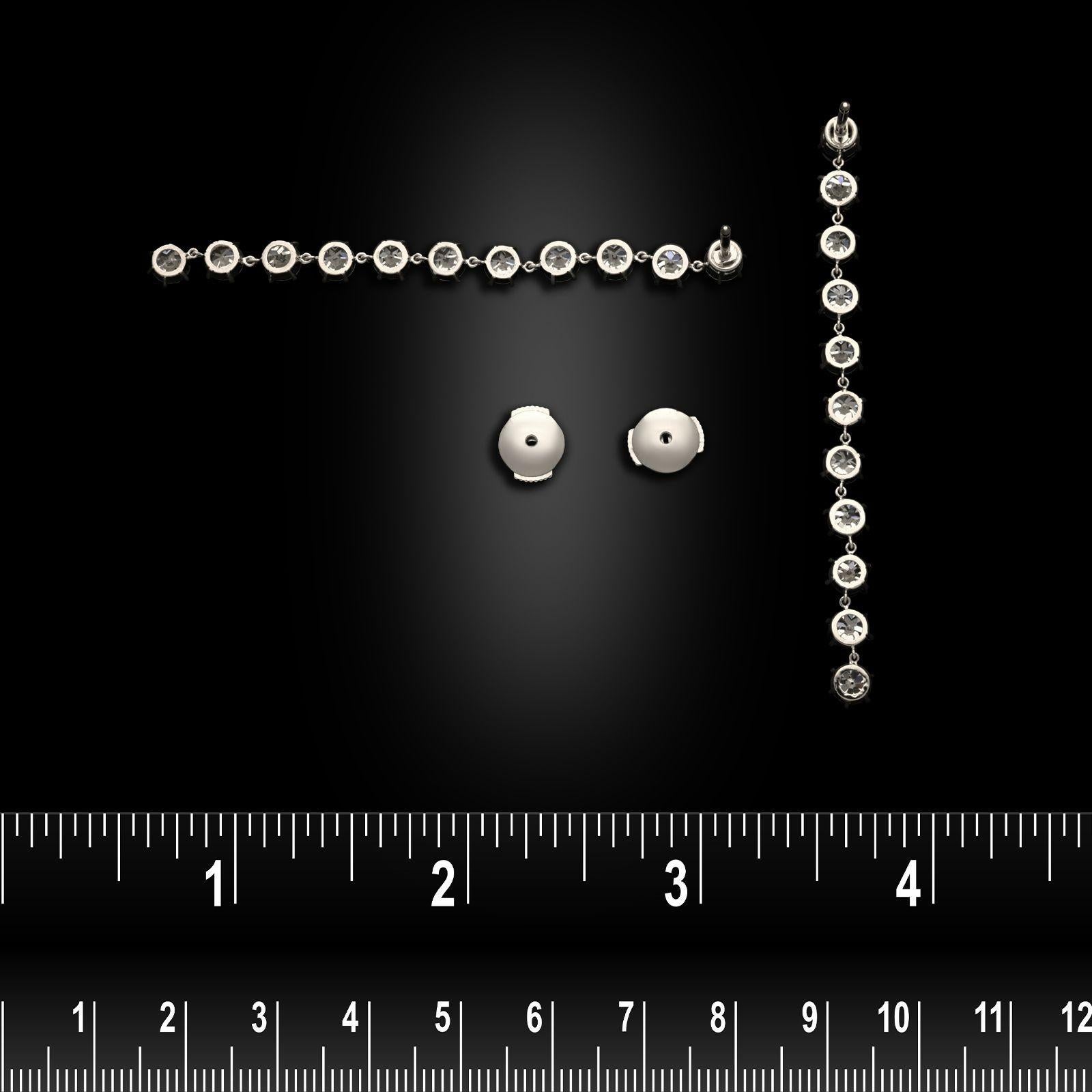 Women's or Men's Hancocks Contemporary 6.10ct Old European Cut Diamond Drop Earrings In Platinum For Sale