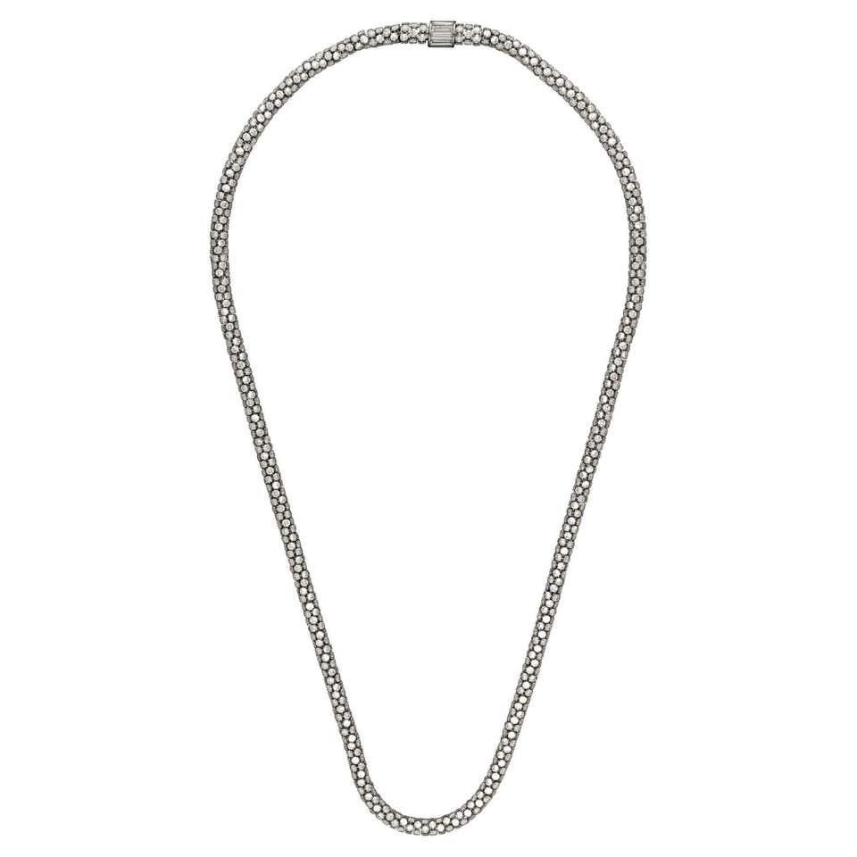 Van Cleef and Arpels Unusual Brushed Platinum and Diamond Necklace ...
